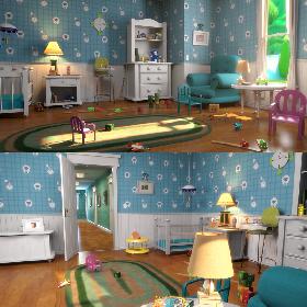 3D model Cartoon Bedroom Corridor02